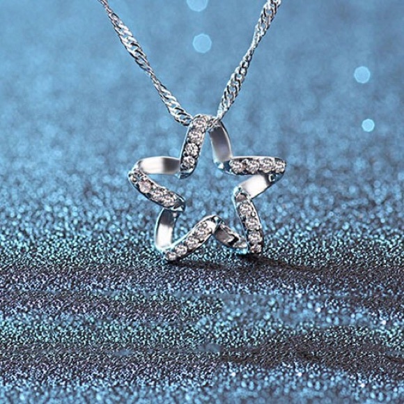 1 left! Sterling Silver Star Necklace with CZ - Picture 2 of 3
